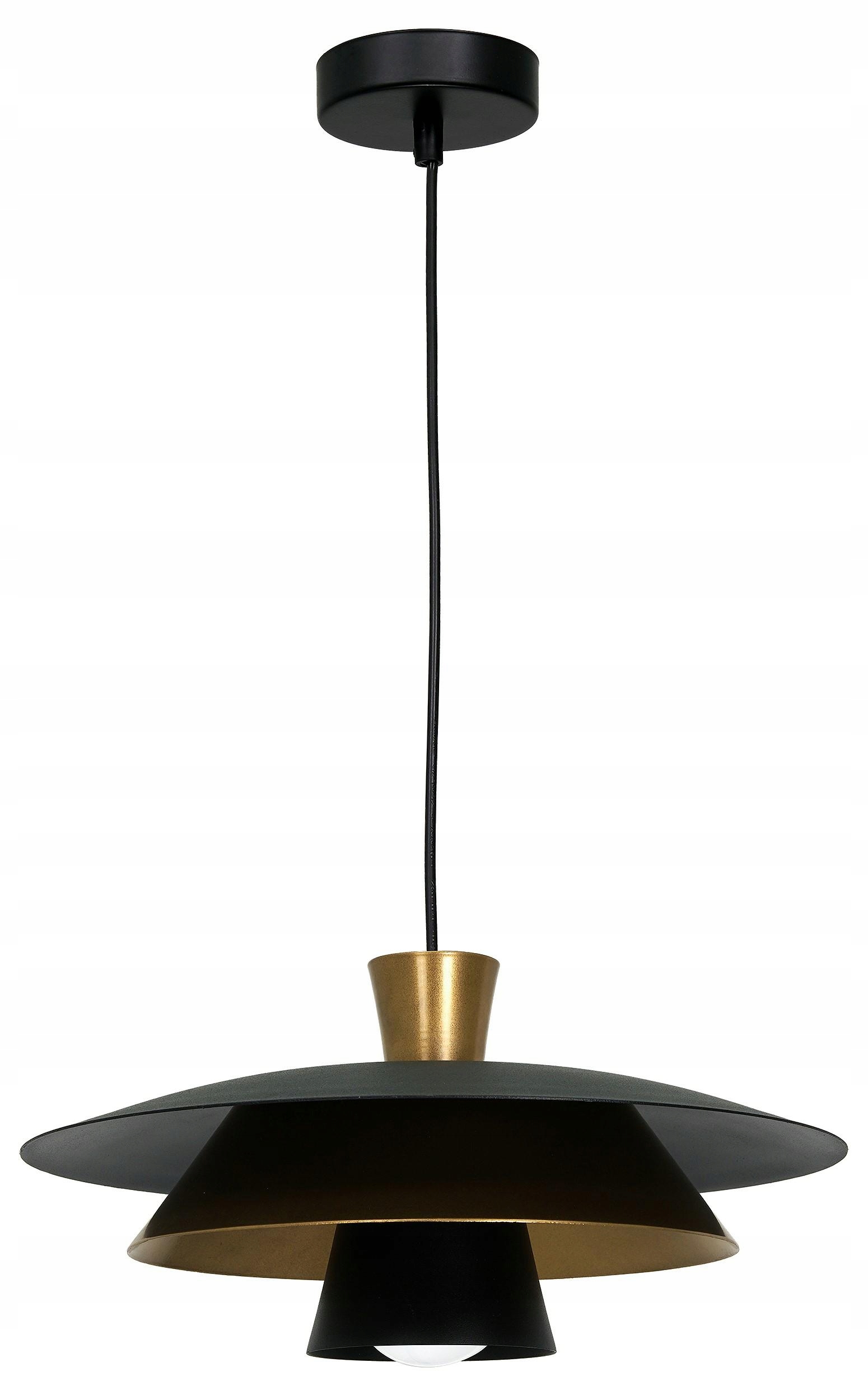 Závesná stropná lampa Plato čierna zlatá kovová 1xE27 34 cm moderná