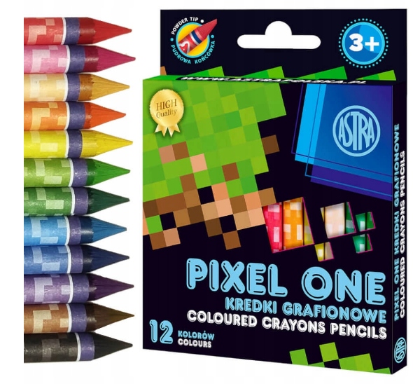 

Kredki Grafionowe 12 kol Pixel One Minecraft Astra