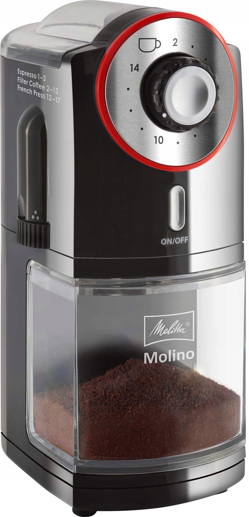 Melitta 1019-01 Molino automatyczny młynek żarnowy Czerwono-czarny