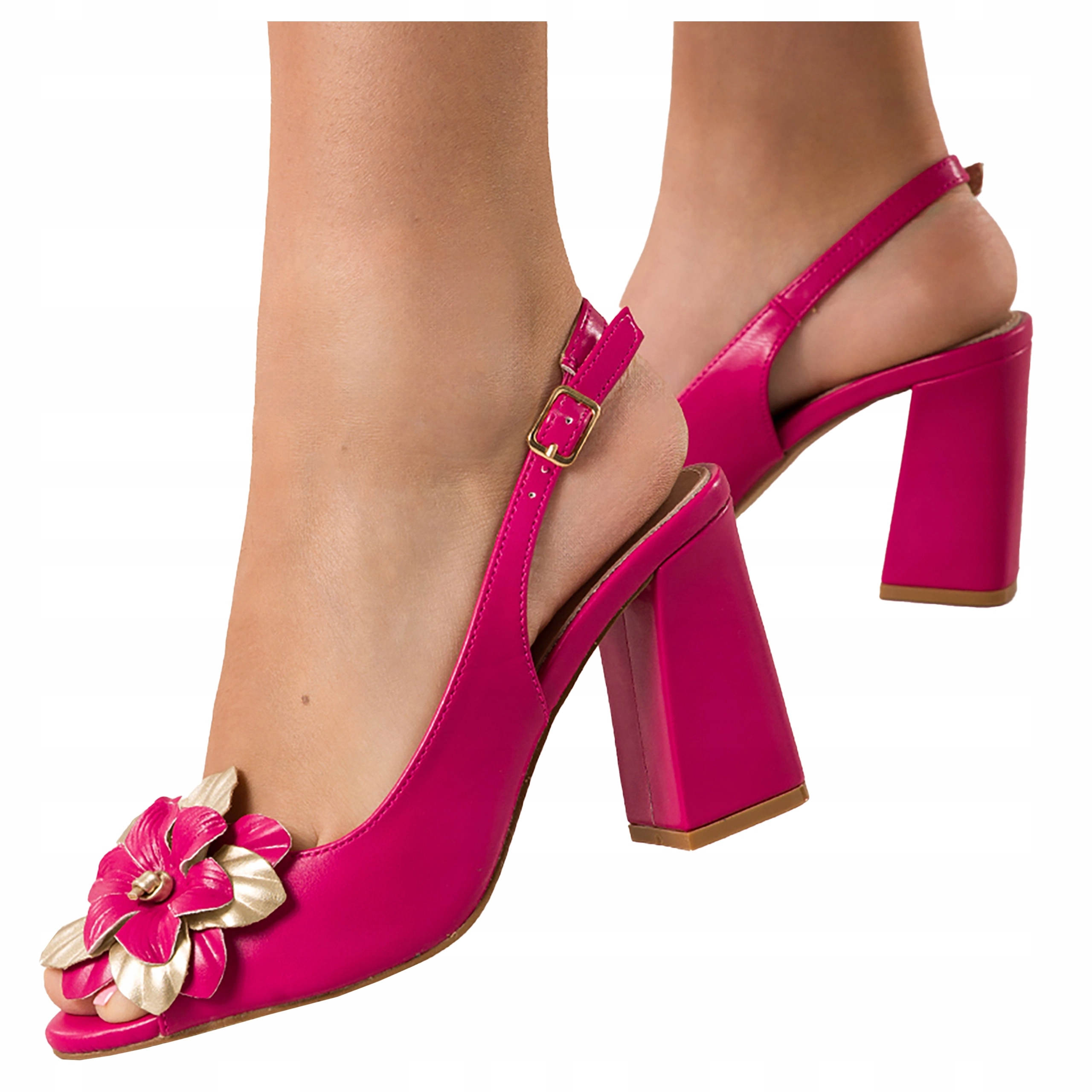 Dámské Sandály Růžové Podpatky Elegantní Pohodlné Stabilní Módní velikost 40