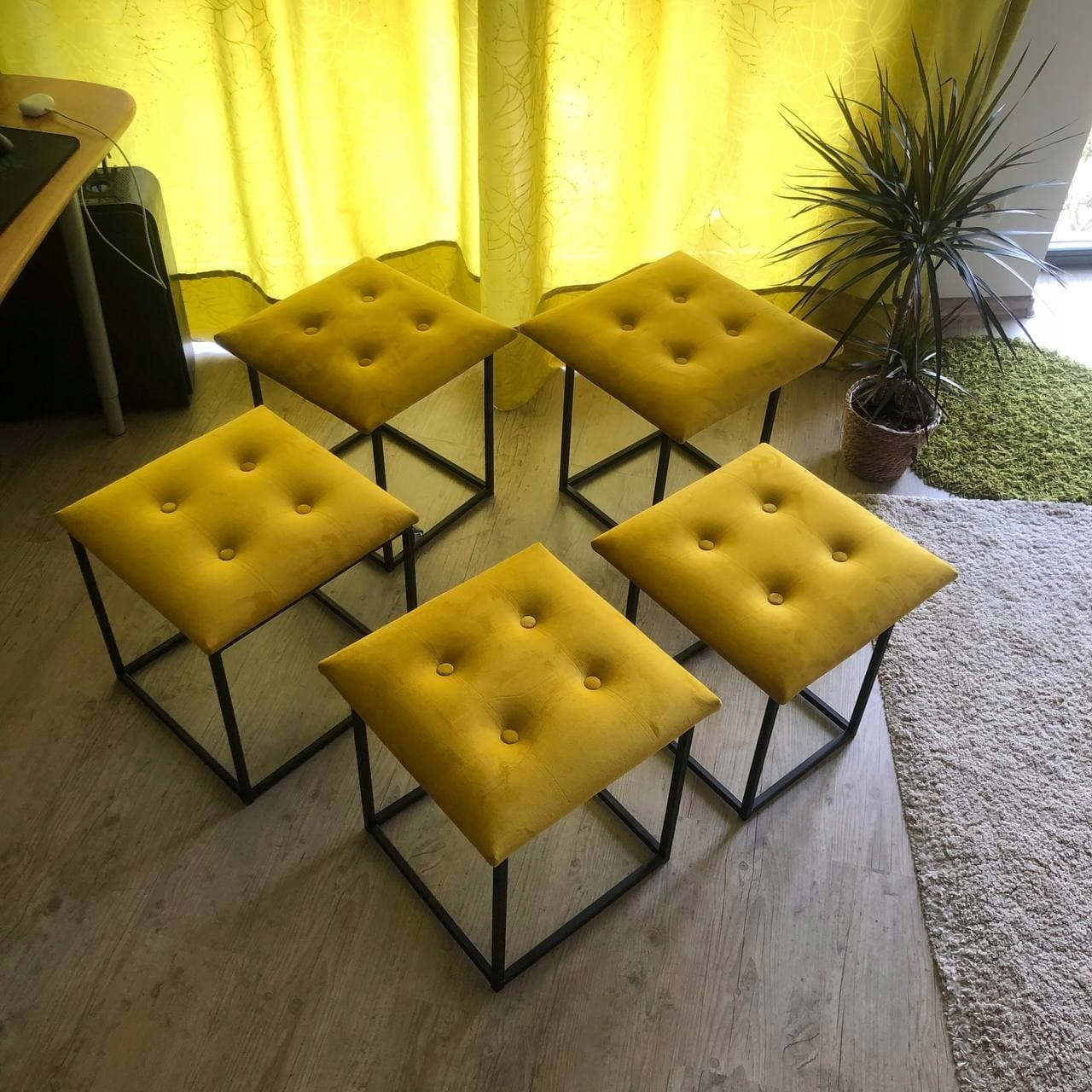 Puf 5w1 - Smart cube 5 taboretów w 1 żółta Szerokość mebla 44 cm