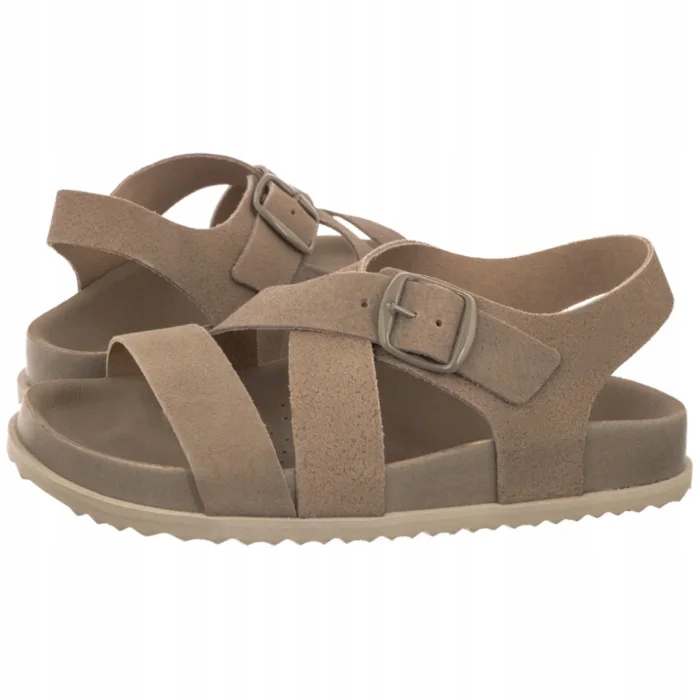 Dámské kožené sandály Geox Sandybett Taupe D658RB 00022 Béžová