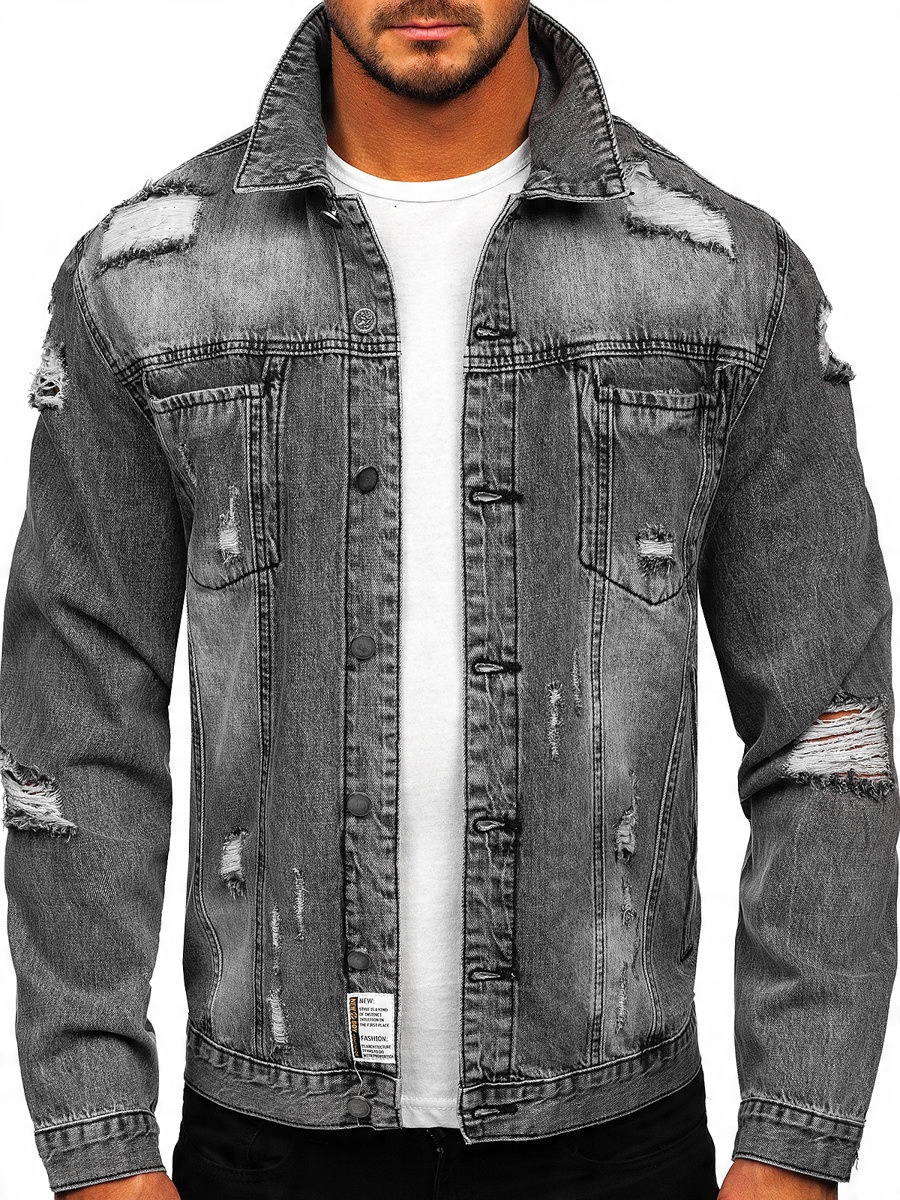

Kurtka Męska Jeansowa Szara MJ501G Denley_xl