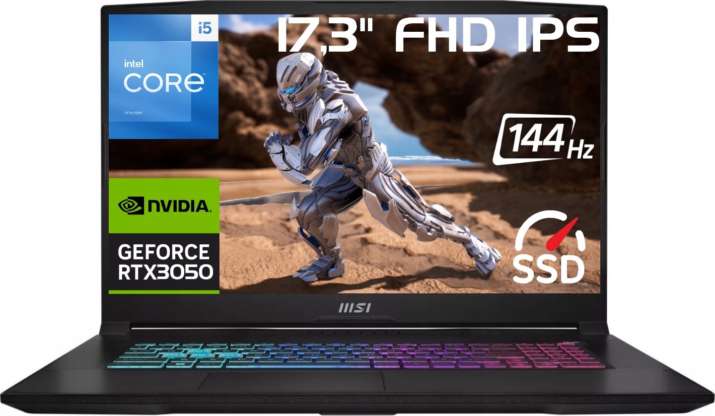 Laptop Msi Katana i5-13420H 17,3' 144Hz DDR5 16GB Ssd 1TB Rtx 3050 W11