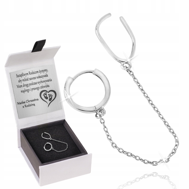 

Kolczyk Srebrny 925 Nausznica Z Łańcuszkiem