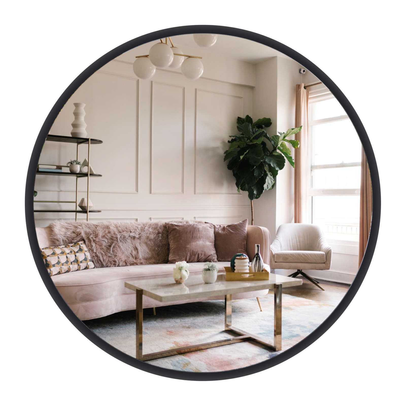 

Lustro Łazienkowe Czarne Dekoracyjne 60 CM W Ramie