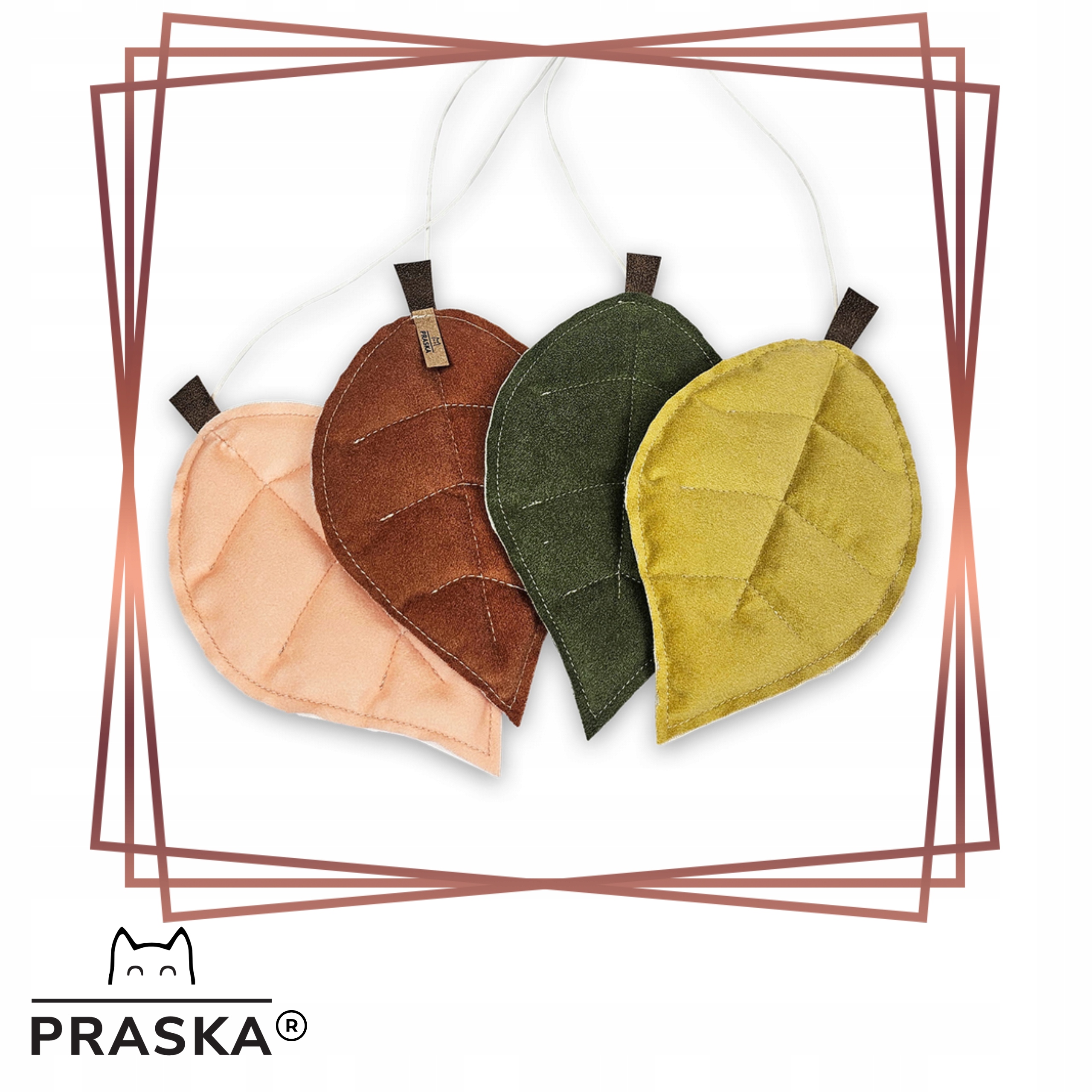 Praska Sada 4 přívěsků na škrabadla pro hřiště pro kočky Pražské listy