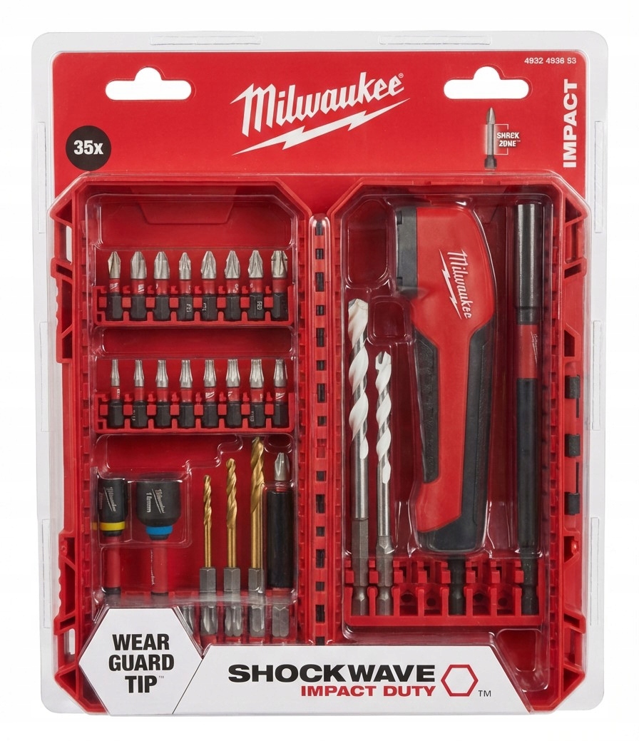 Úhlový nástavec sada bitů a vrtáků Shockwave Milwaukee