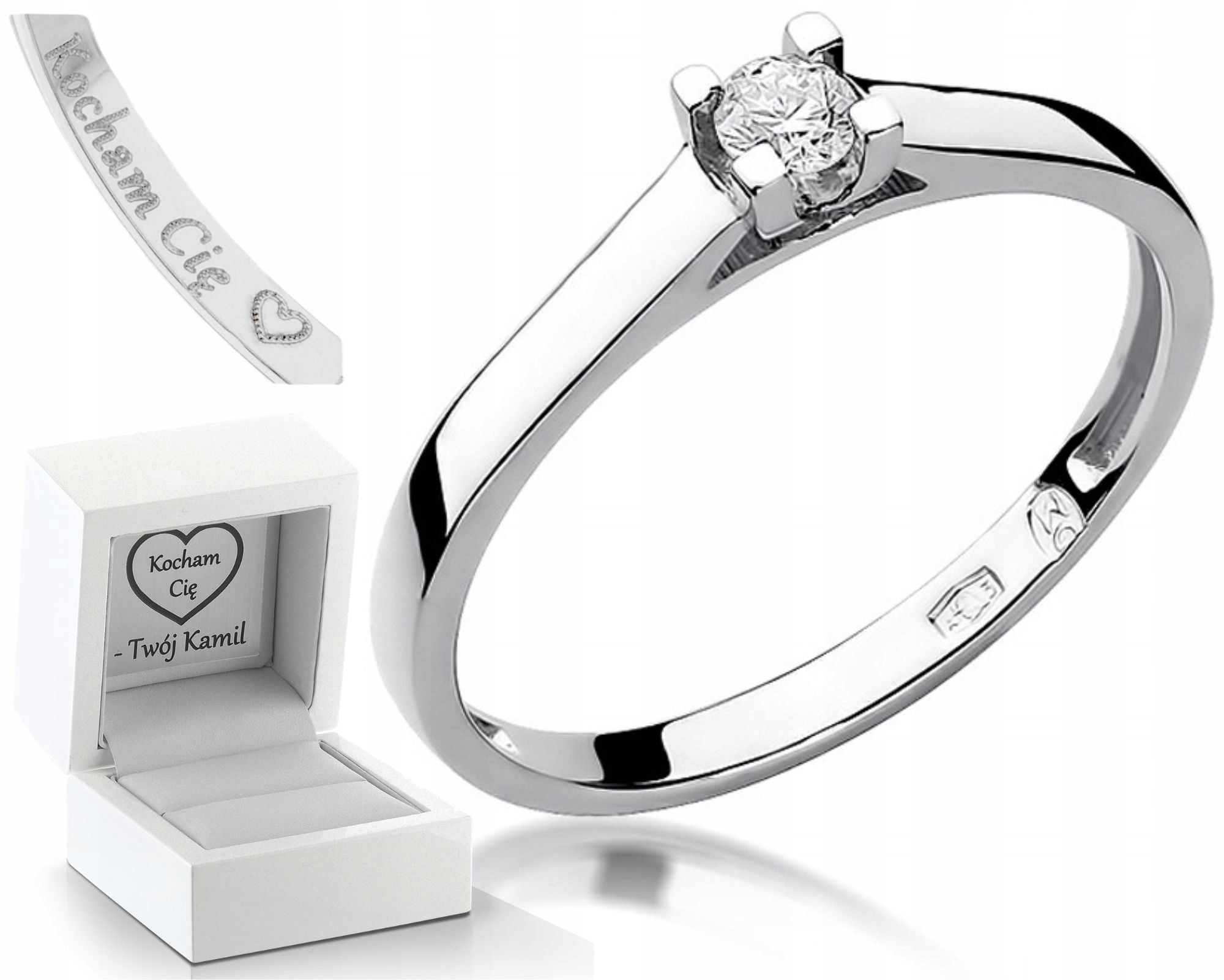 Prstýnek S Briliantem Bílé Zlato 585 Gravírování Zlato