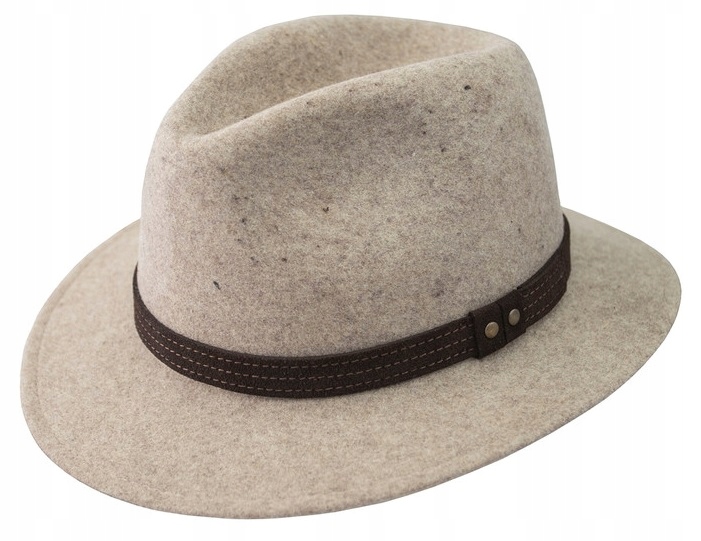 Béžový dámský pánský plst vlněný klobouk Skoczów Indiana Jones Gino 55 cm