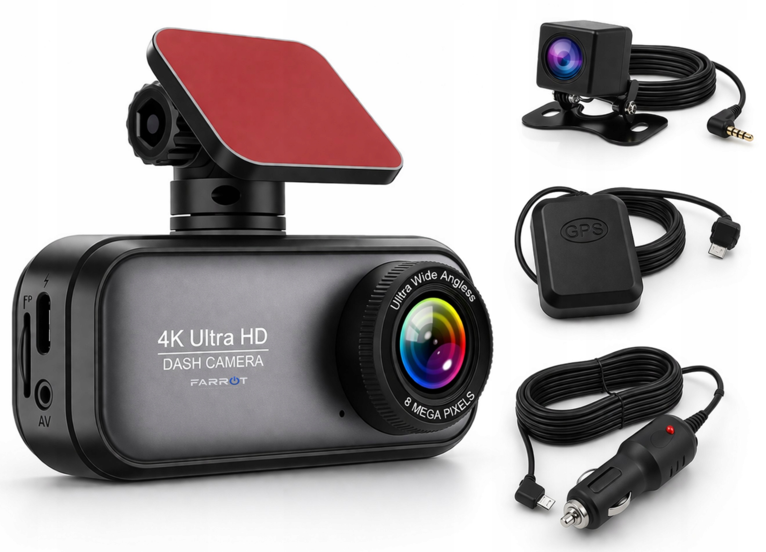 Wideorejestrator Samochodowy 4K UHD Przód Wifi GPS Tył Full HD Kamera auto