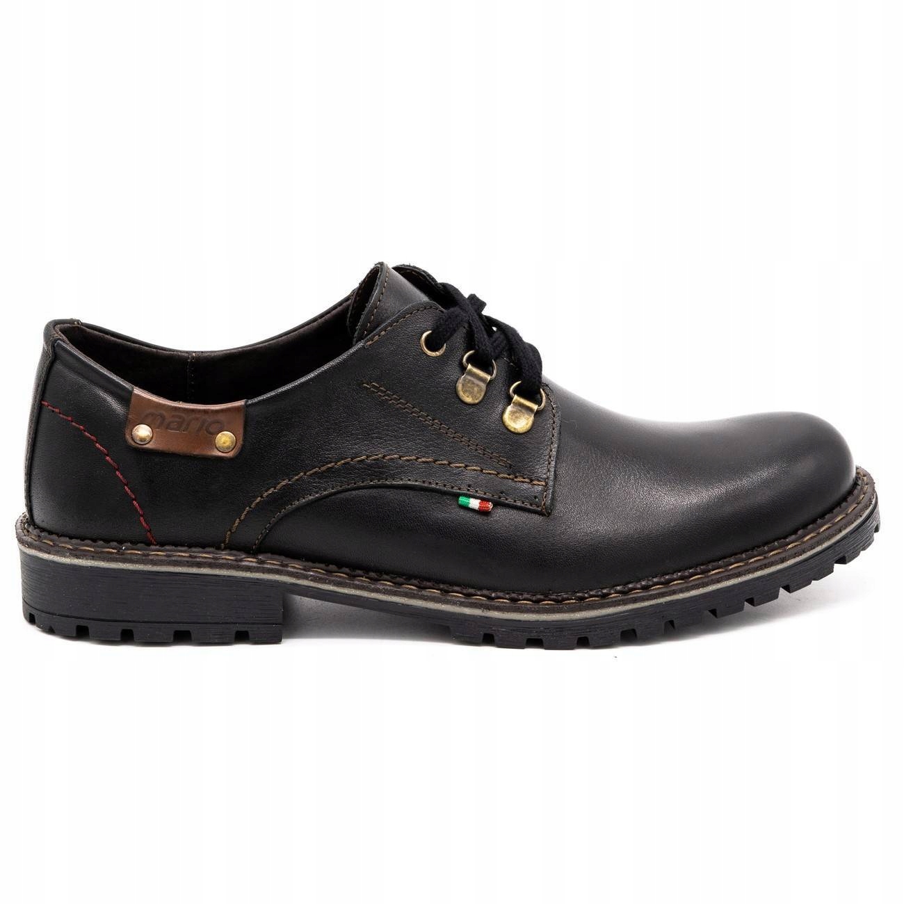 Buty męskie trzewiki skóra 812MP Cz czarne 40