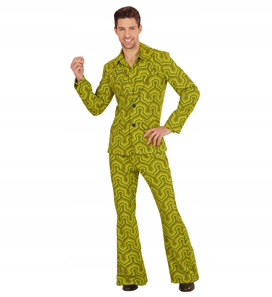 Kostým Hipis Léta 70 Groovy Zelený Disco S