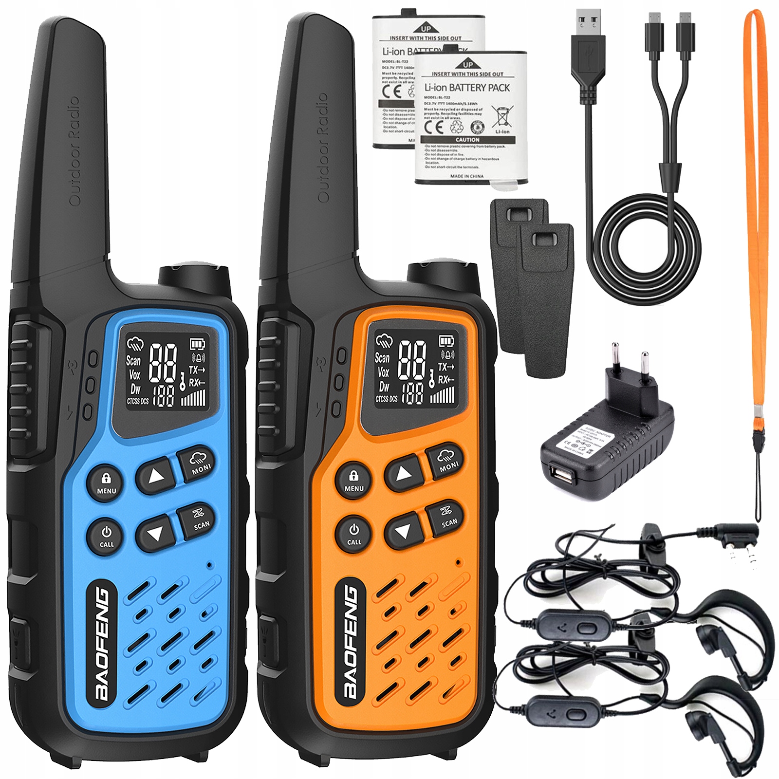 Krótkofalówka Baofeng BF-T25E niebieska, 2 sztuki