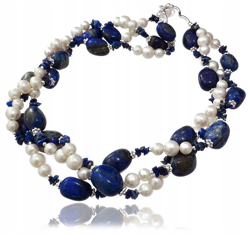 Perly Lapis Lazuli – Nádherný Náhrdelník Ze Stříbro