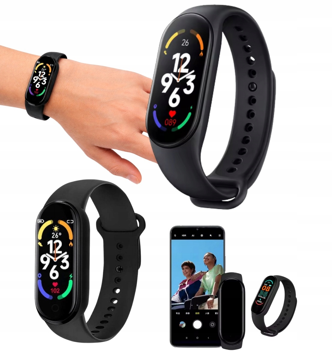 Smart band okosóra sport karpánt M7s mágneses fekete