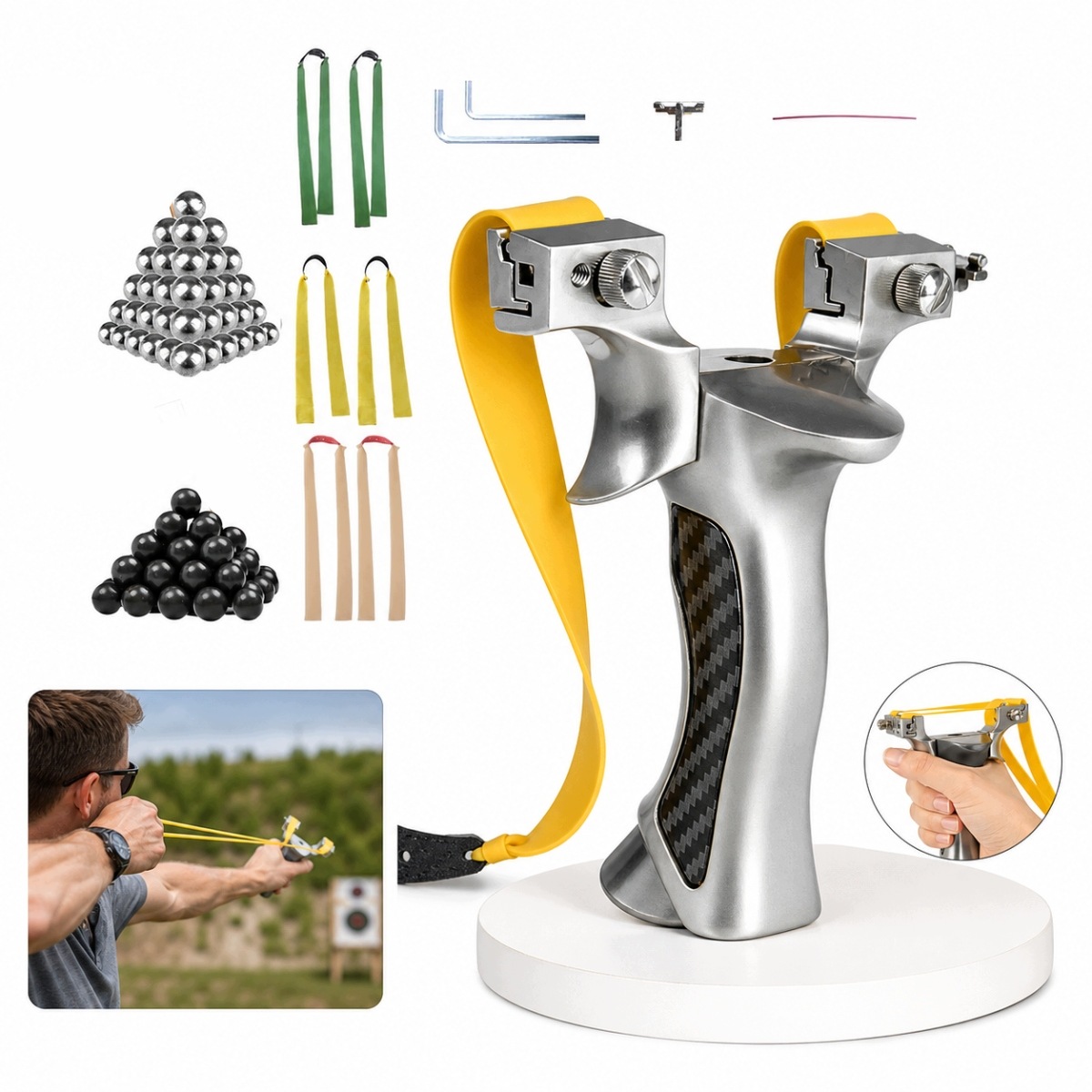 Profesjonalna Proca Slingshot Metalowa Myśliwska +stal Kulki