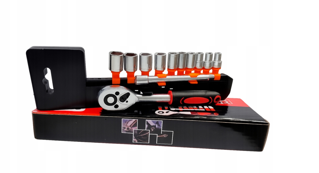 Zestaw kluczy nasadowych 1/4" 12 el. grzechotka Cr-v narzędzia
