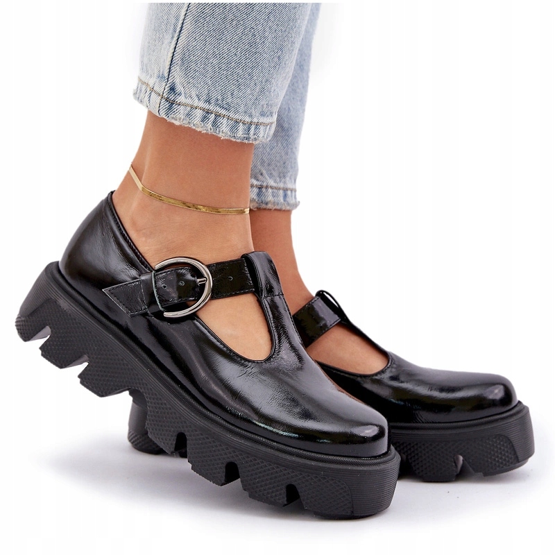 Polobotky Přírodní Kůže Platforma Přezka Módní Zazoo 20183 Černá 36