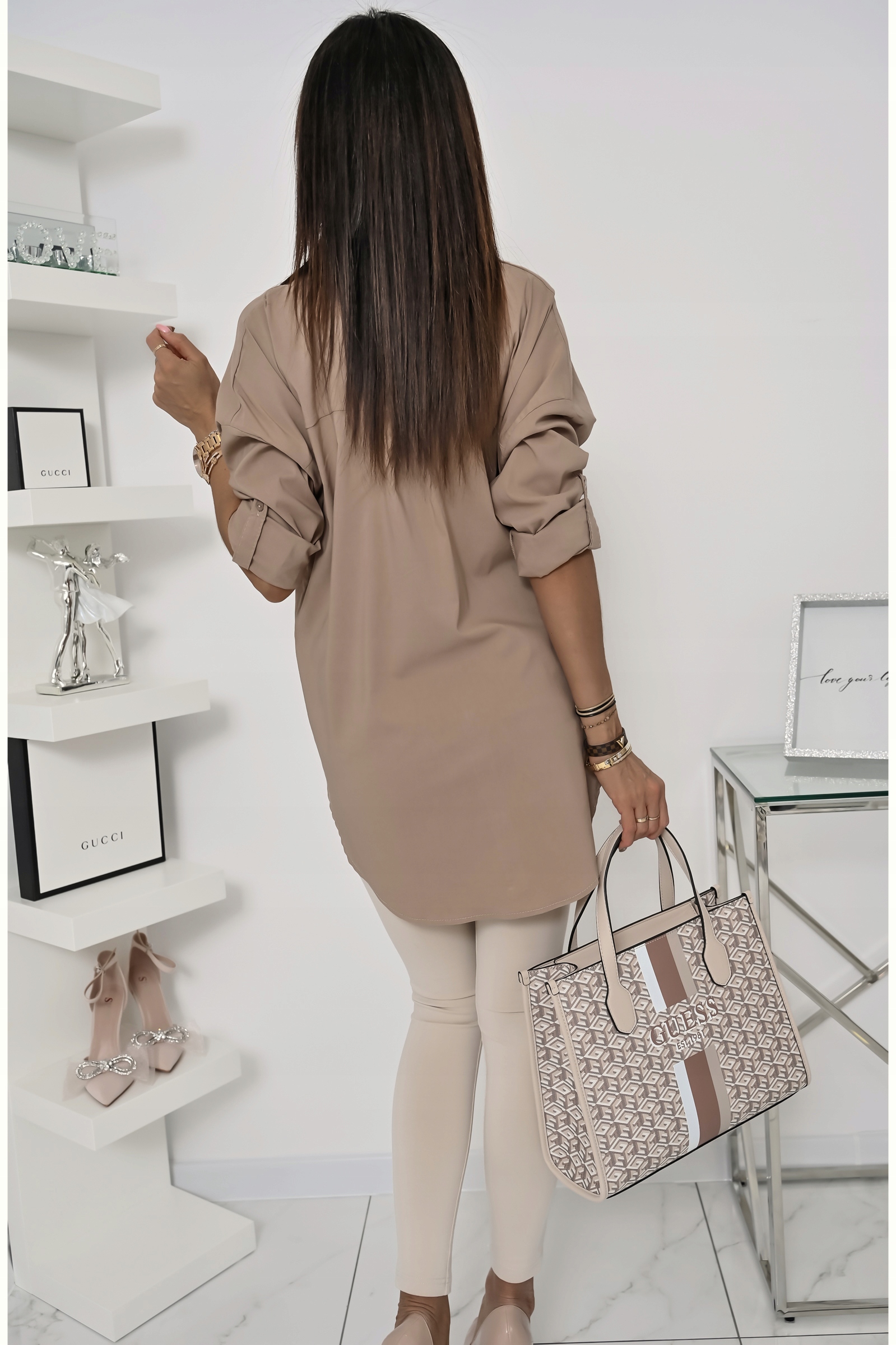 CASUALOWA KOSZULA OVERSIZE EMMELINE! WZ.4 S Dekolt kołnierzyk