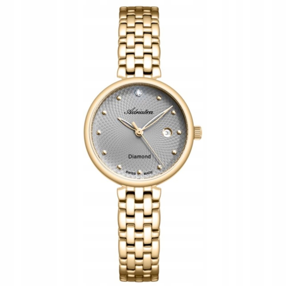 Dámské hodinky Adriatica zlaté s diamanty A3543.1147DQ Swiss Made