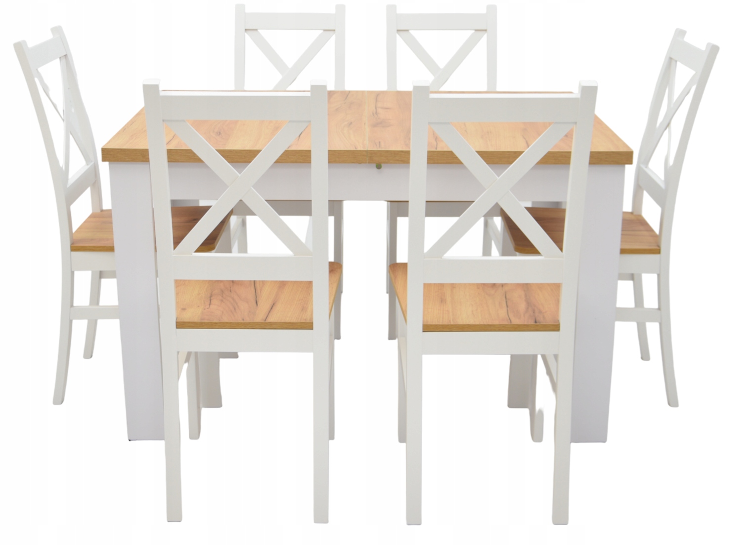 ZESTAW LOFT BLAT CRAFT I 6 BIAŁYCH KRZESEŁ Długość stołu 120 cm