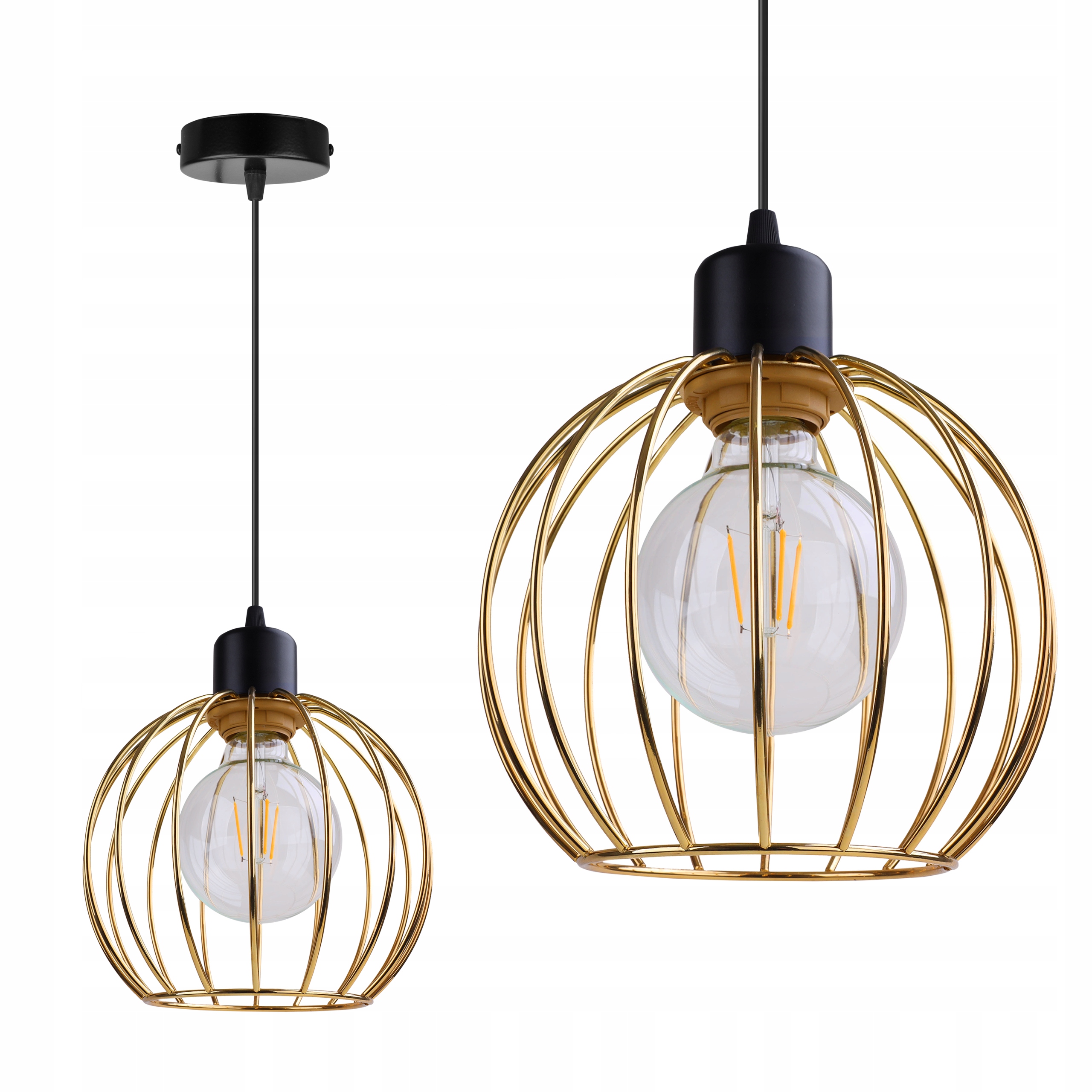 

Lampa Wisząca Sufitowa Żyrandol Złota Druciak Loft