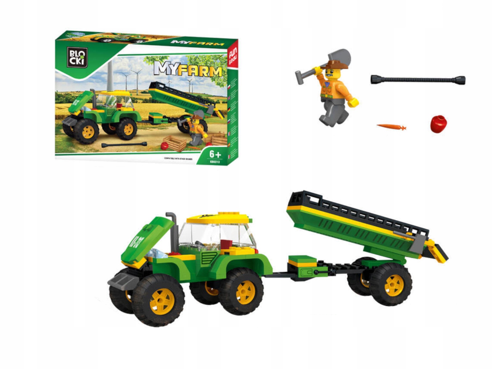 Klocki Blocki Traktor z przyczepą Farma KB0313
