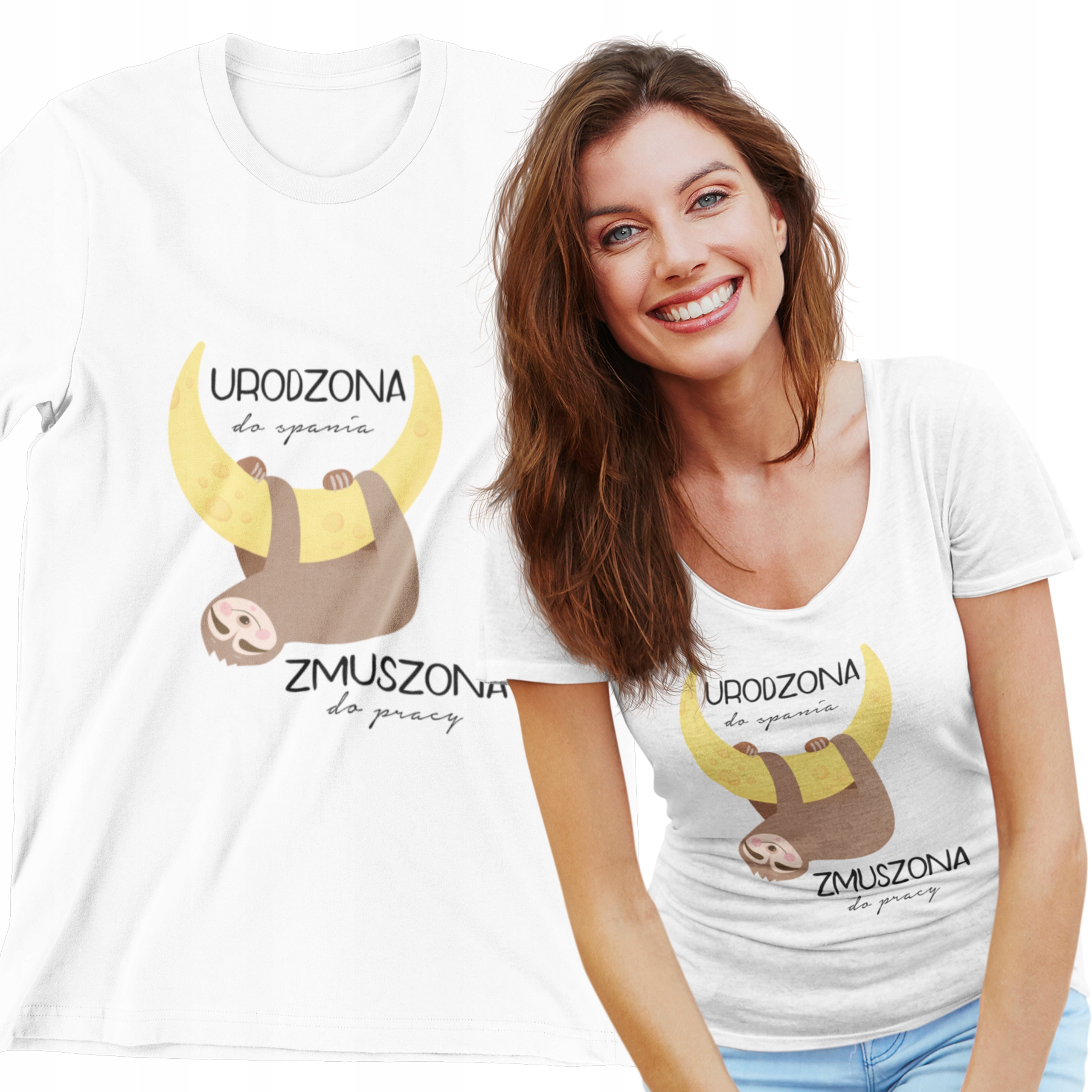 

Koszulka Damska Tshirt Leniwiec Z Nadrukiem