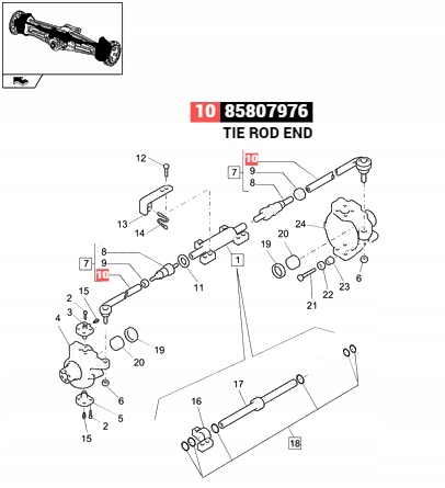 Końcówka drążka kierowniczego New Holland B115 B115B LB115 LB115B Producent części inny