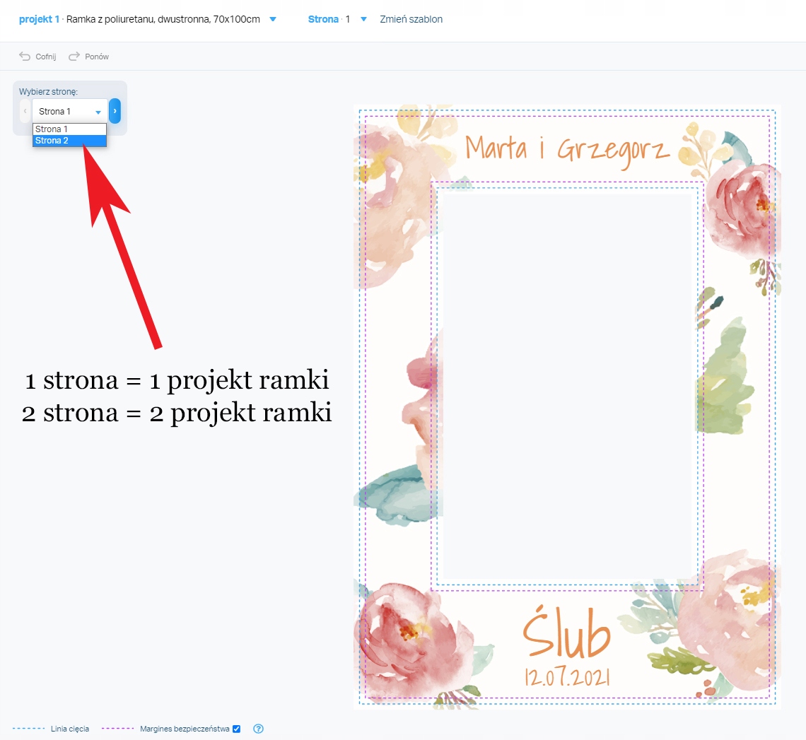 Foto ramka dwustronna ŚLUB WESELE do fotobudki Marka inny