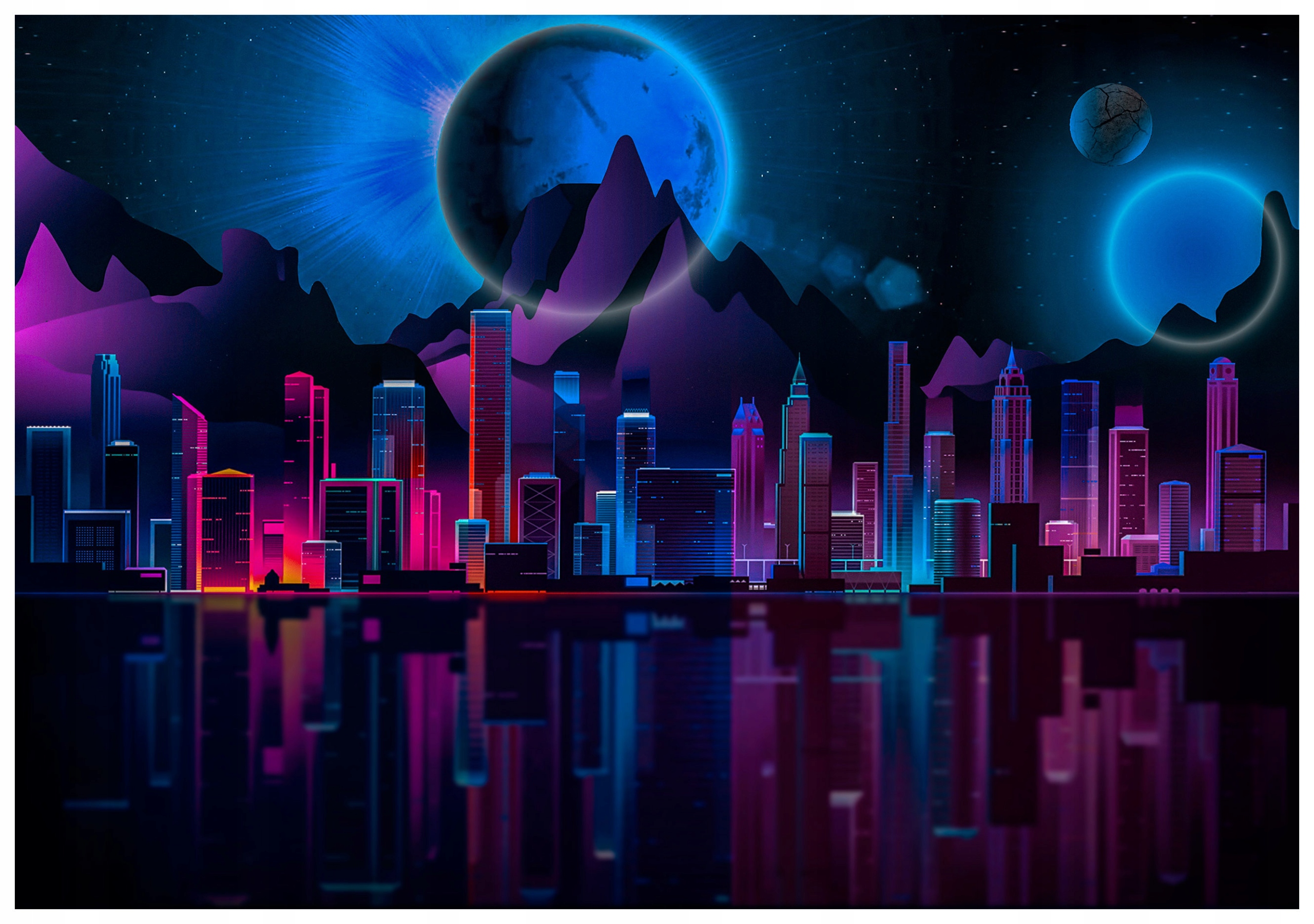 Fototapeta vlies Vesmírny futuristický Megamiasto v noci 350x250 lepidlo