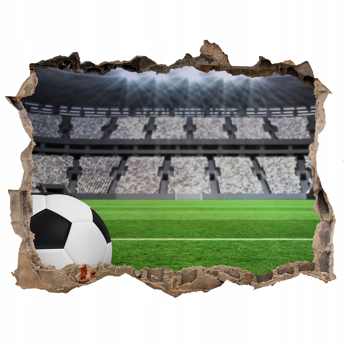 

Fototapeta dziura na ścianę 3d Piłka na stadionie
