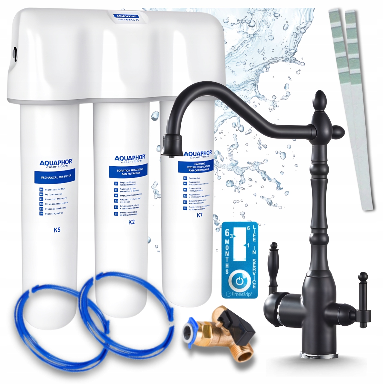 Filtr Pod Dřez Kompaktní Aquaphor Křišťál A Kohoutek Třícestný Černý Retro