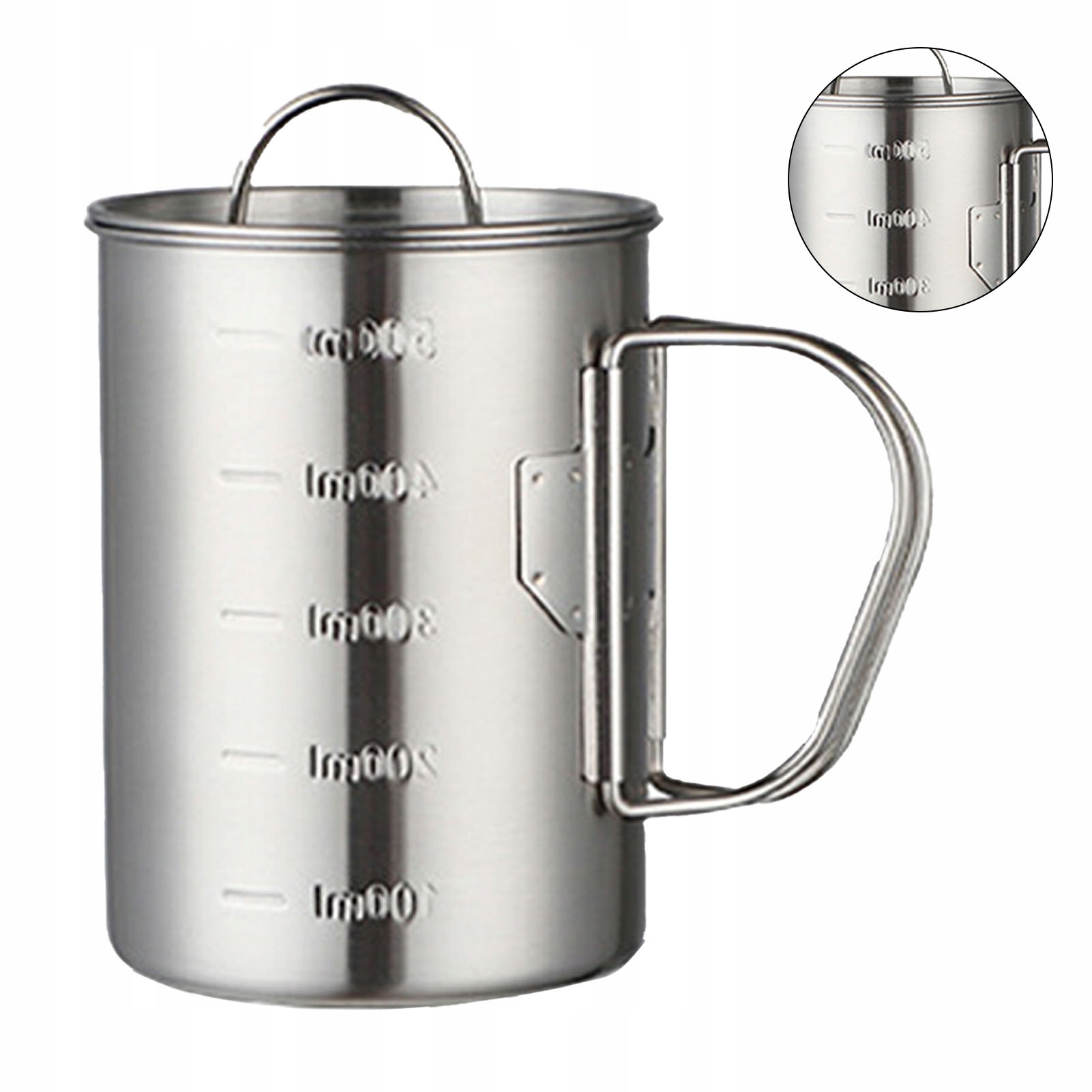 Kubek Kempingowy Ze Stali Nierdzewnej Z Pokrywką 500 ML