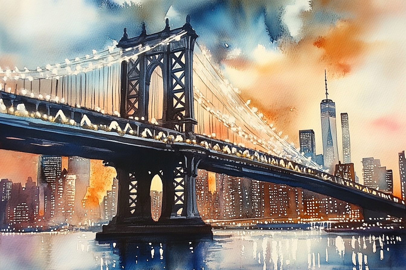 Obraz Na Plátně Canvas Město New York Usa Manhattan Most Slunce 120x80