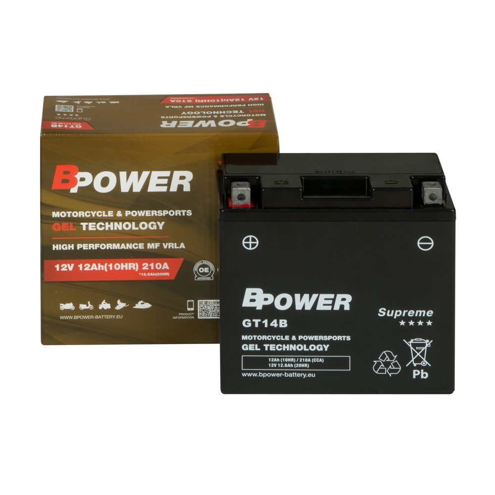 Akumulator motocyklowy BPower GT14B 12Ah 210A Żelowy Gel Supreme YT14B-BS