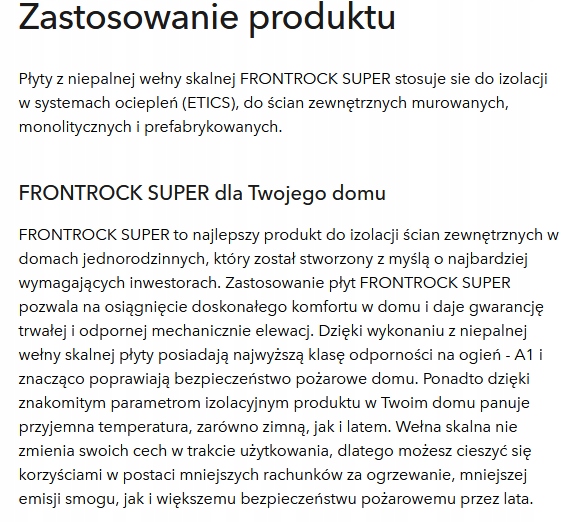 WEŁNA SKALNA FRONTROCK SUPER 18 CM Kod producenta ROCKMIN