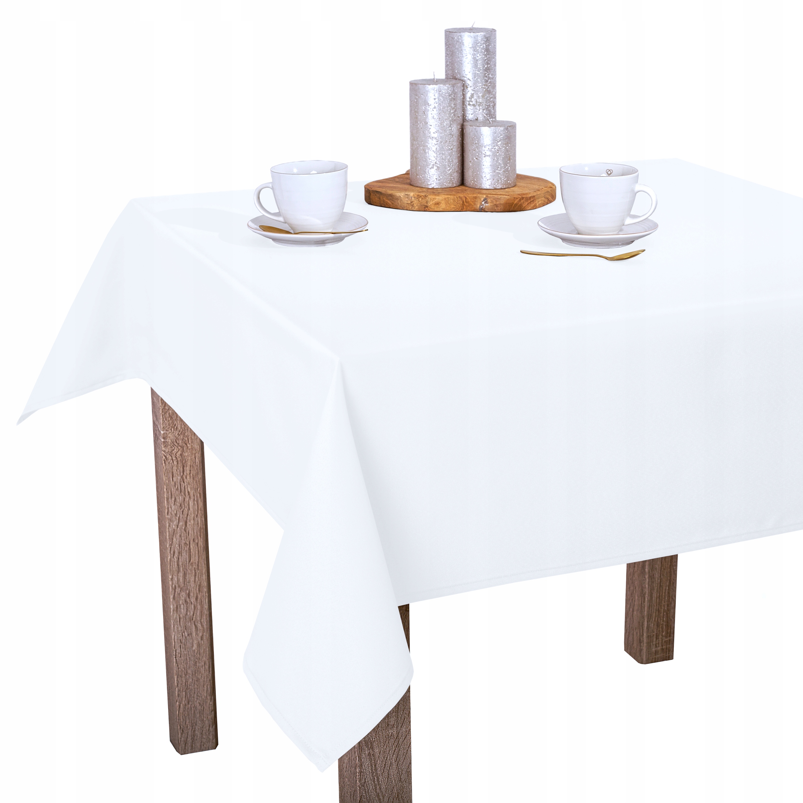 Obrus Biały Gładki Plamoodporny Obszyty O1 Laura 150x250 cm