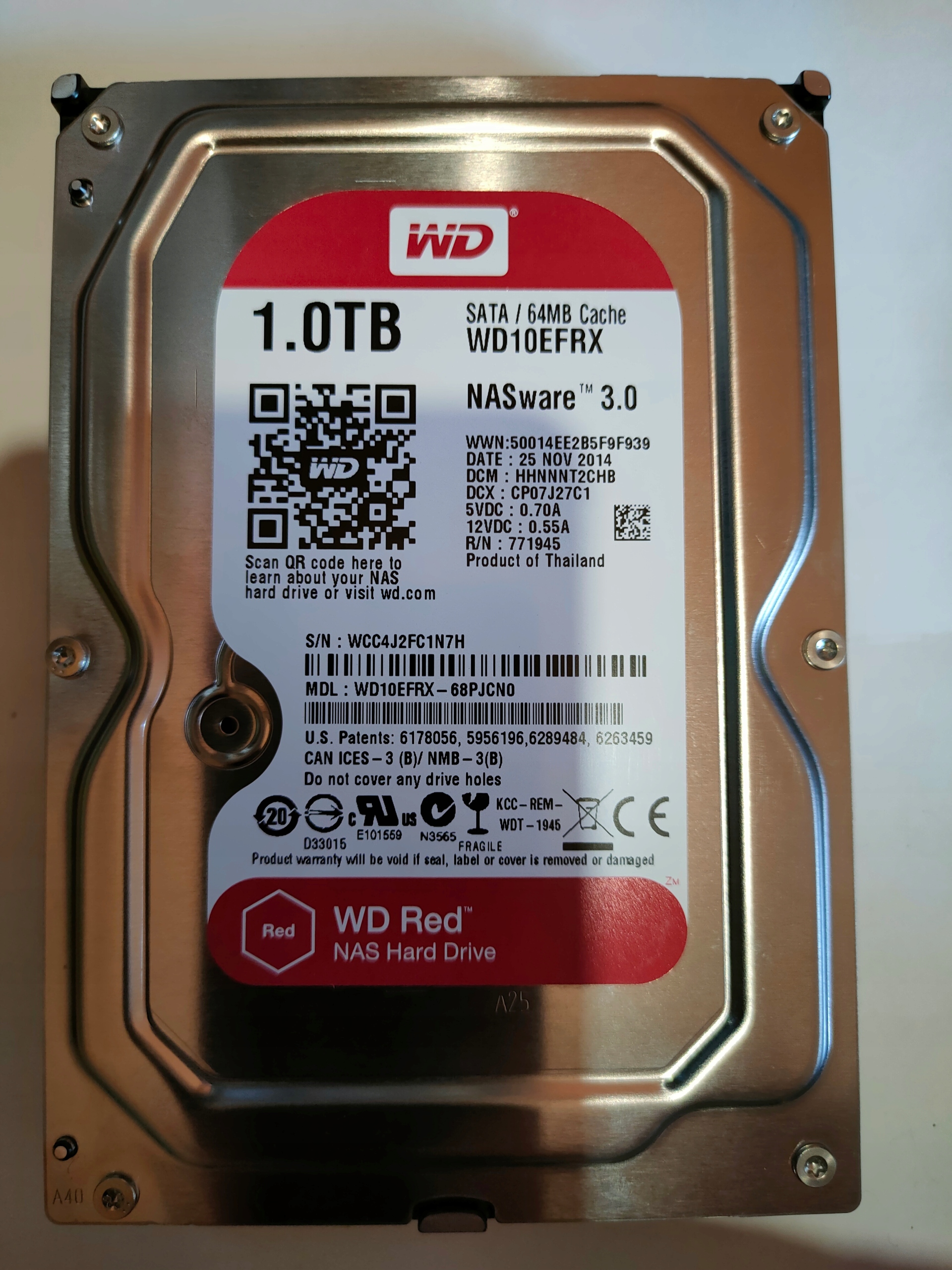 Dysk WD10EFRX NASware 3.0 Red 1TB 3,5"