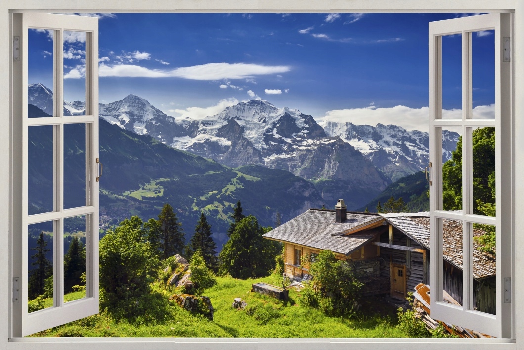 

Fototapeta Okno Krajobraz góry alpy