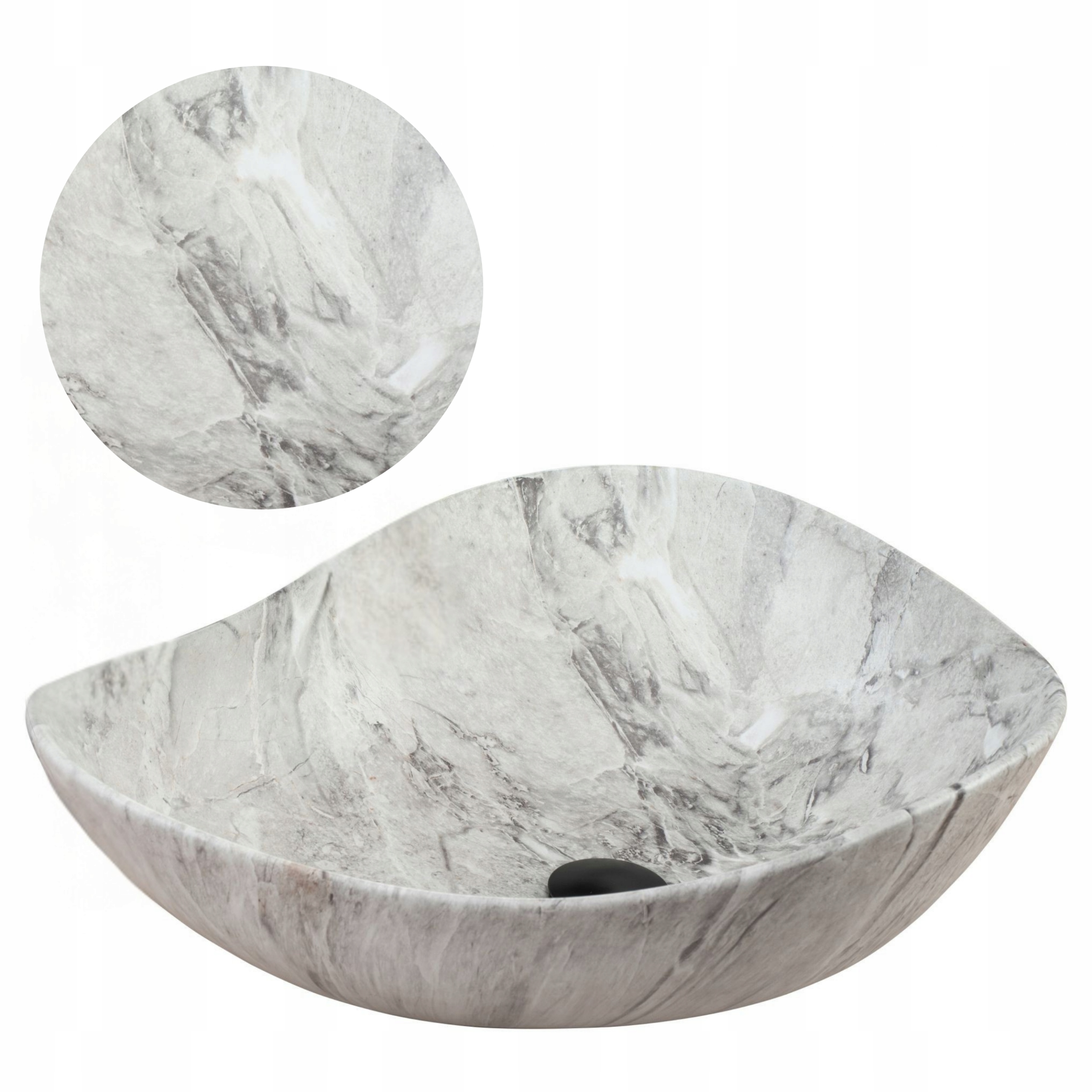 Keramická umyvadlová deska Šedá Kamenná Oválná Dora Stone Rea