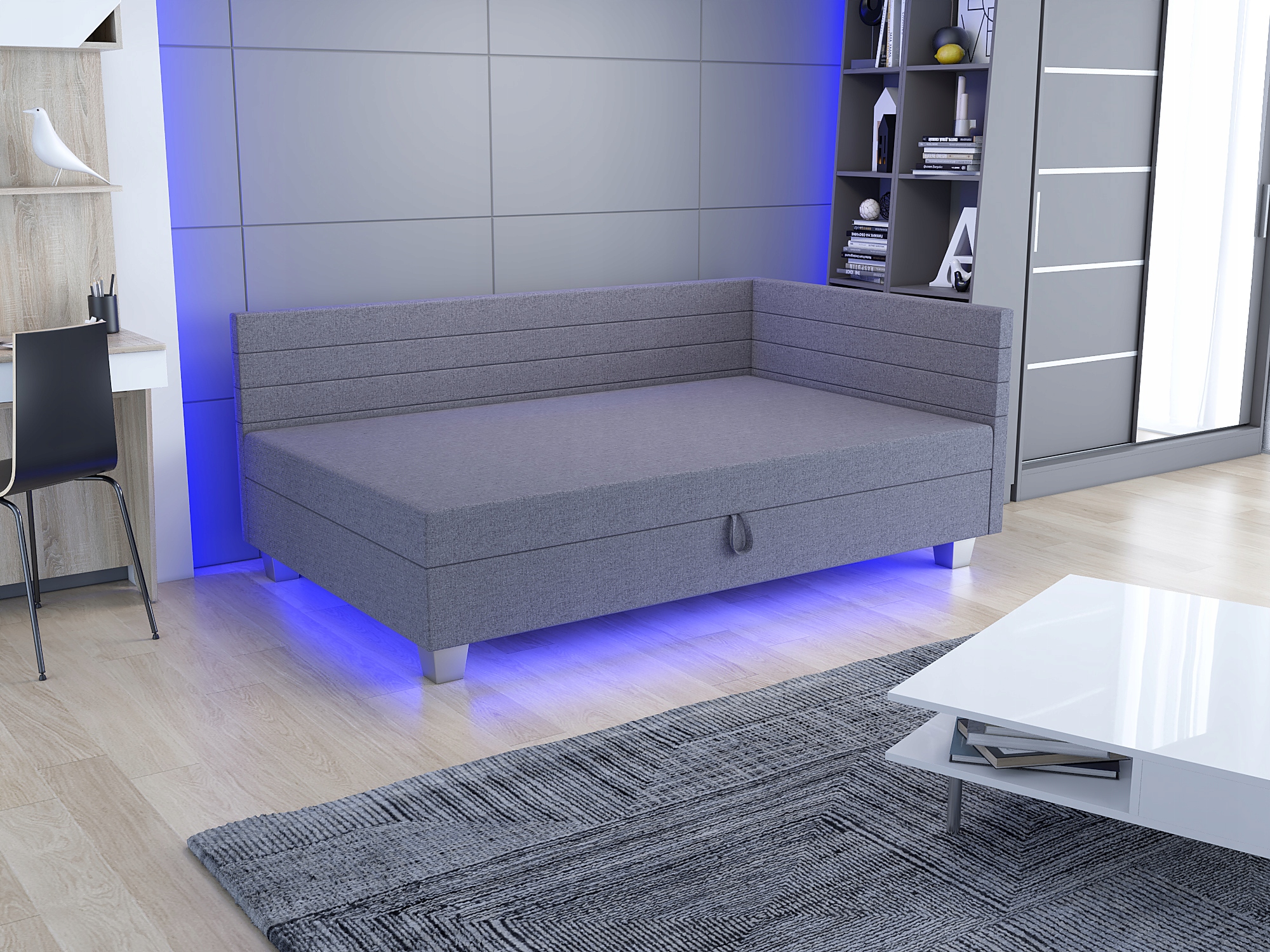 

Łóżko młodzieżowe Tapczan jednoosobowy Led 90x200