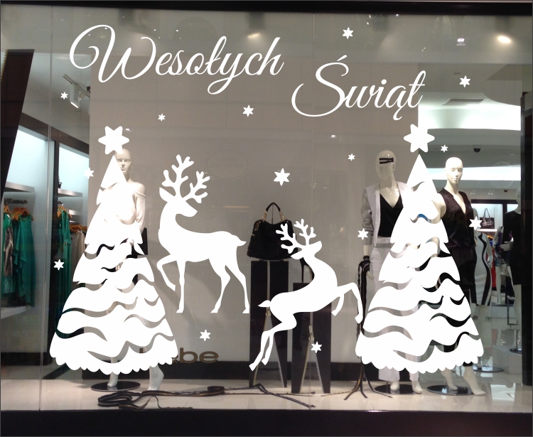 DEKORACJE ŚWIĄTECZNE NA OKNA SKLEPOWE WITRYNY OZDOBY ŚWIĄTECZNE ZEWNĘTRZNE Marka bez marki