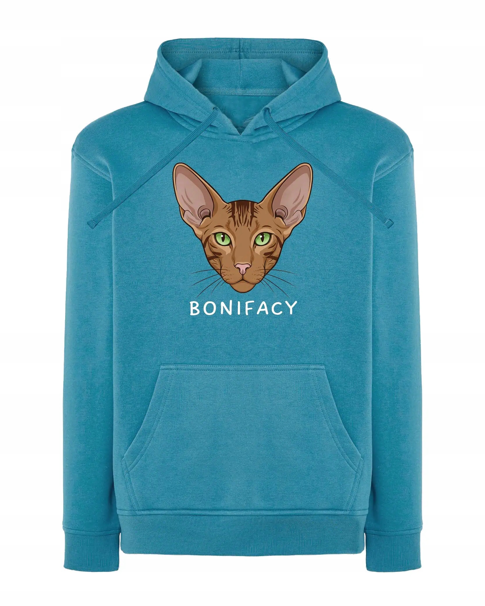 Mikina s kapucí Orientální Hnědá Personalizovaná Kočka Pupil modrá L