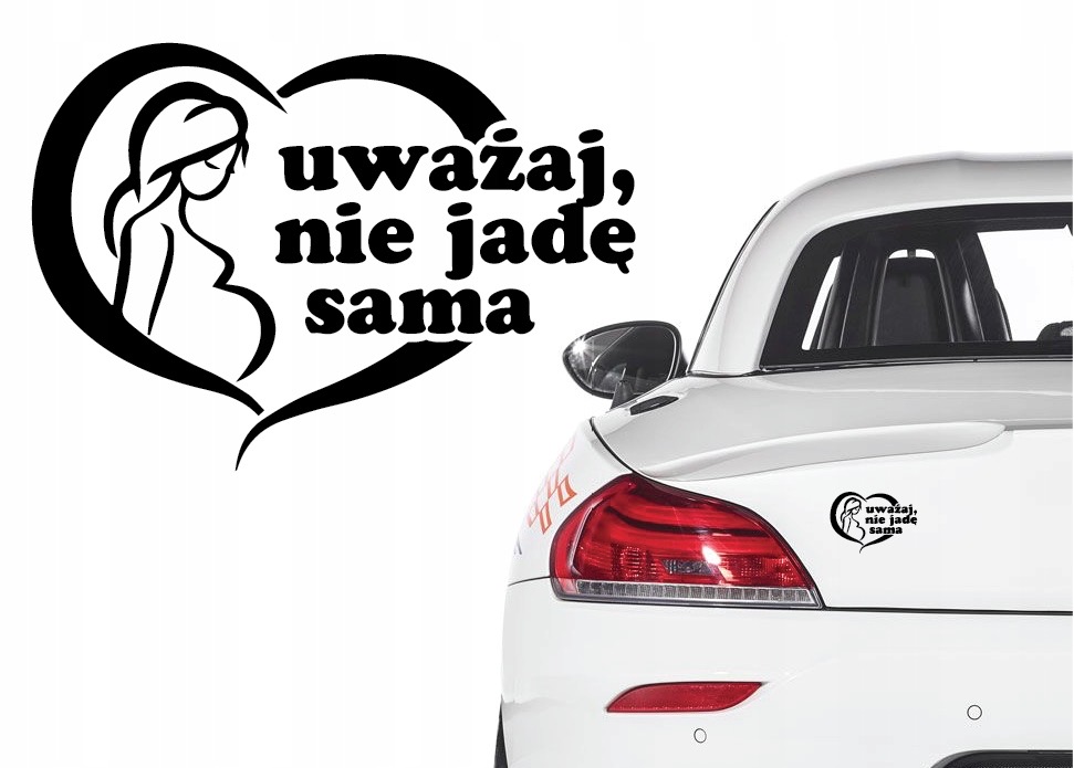 Naklejka na samochód uwaga kobieta w ciąży mama