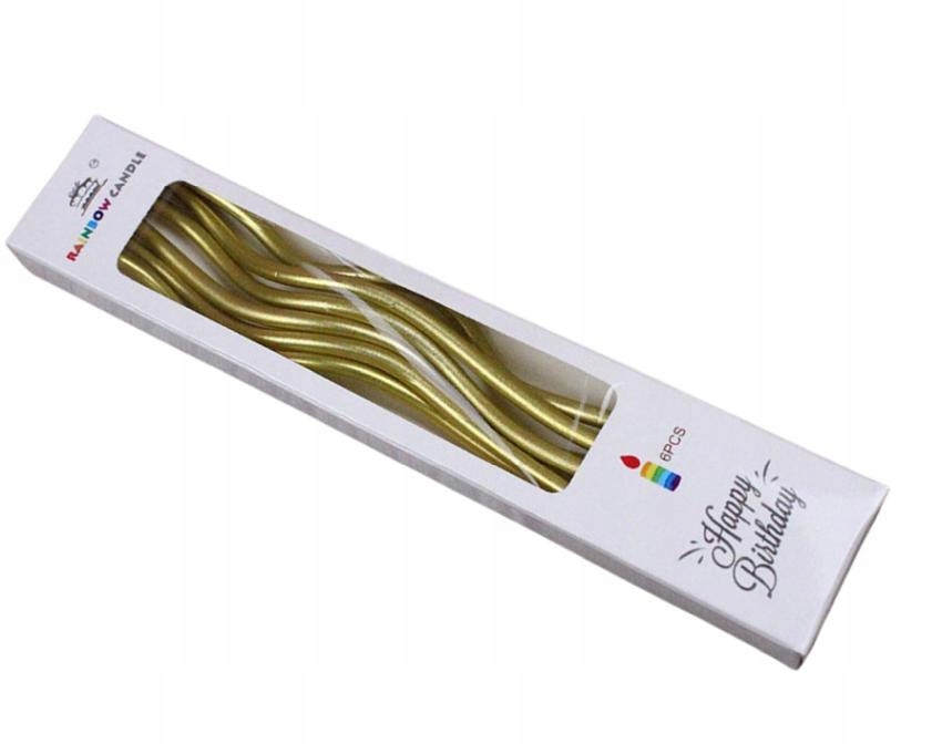 

Świeczki urodzinowe zakręcone Złote 14 cm 87