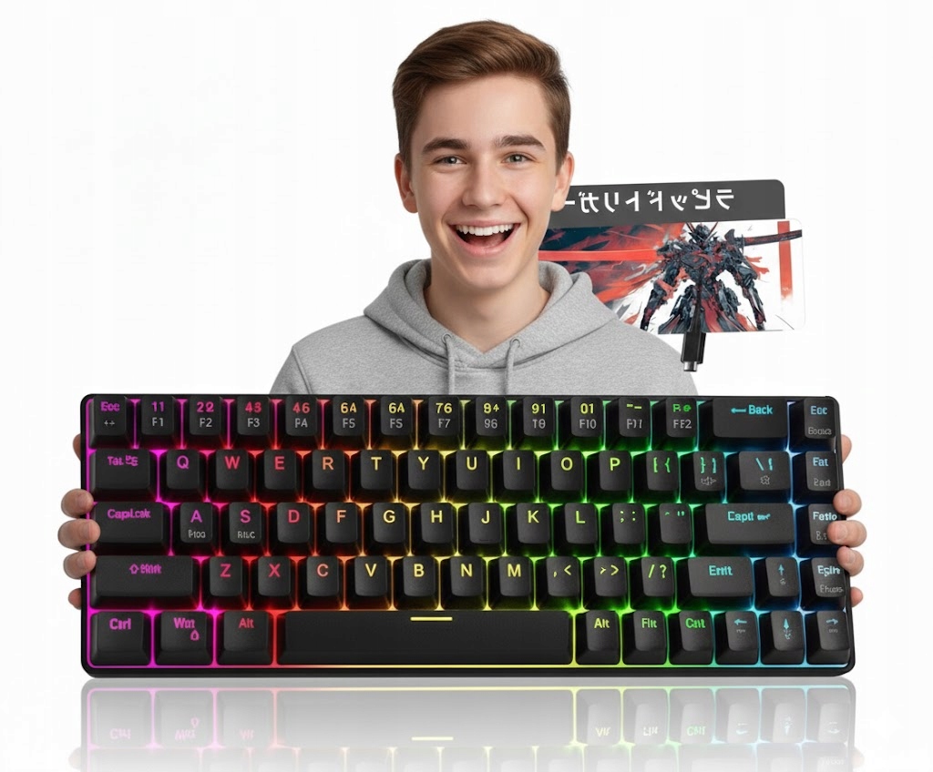 Mechanická herní klávesnice 60% Rapid Trigger Rgb podsvícená mini
