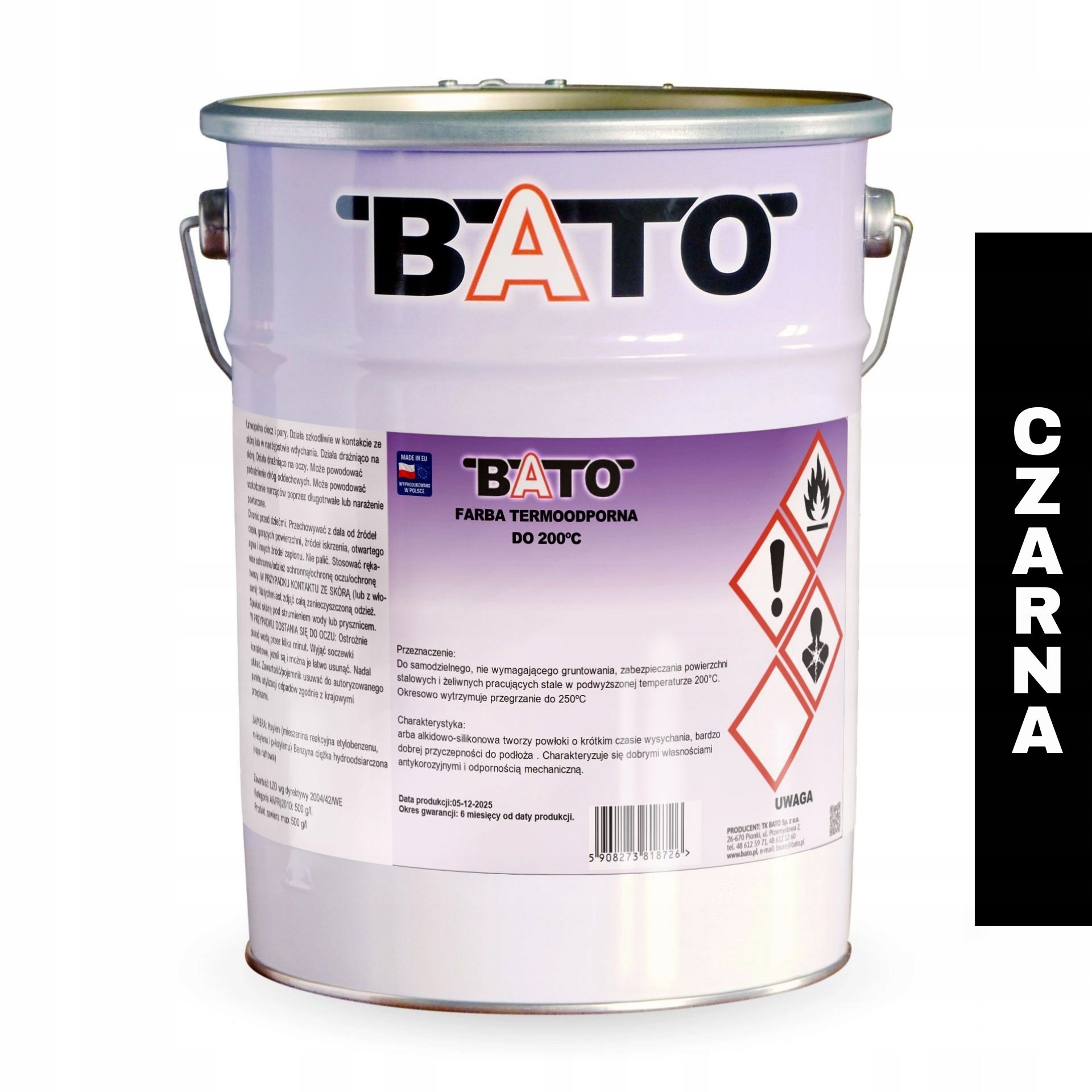 Barva Barva Do 200 C Černá Mat 10 L Bato