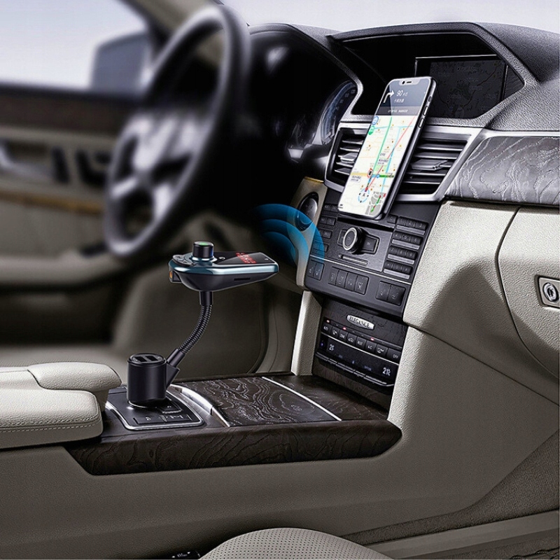 TRANSMITER SAMOCHODOWY BLUETOOTH FM MP3 SZYBKA ŁADOWARKA 2xUSB Typ-C Jack Źródło sygnału AUX bluetooth karta pamięci USB